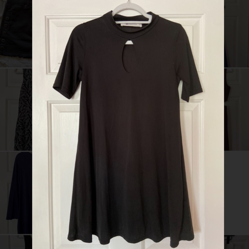 Black mini dress, chest cut out